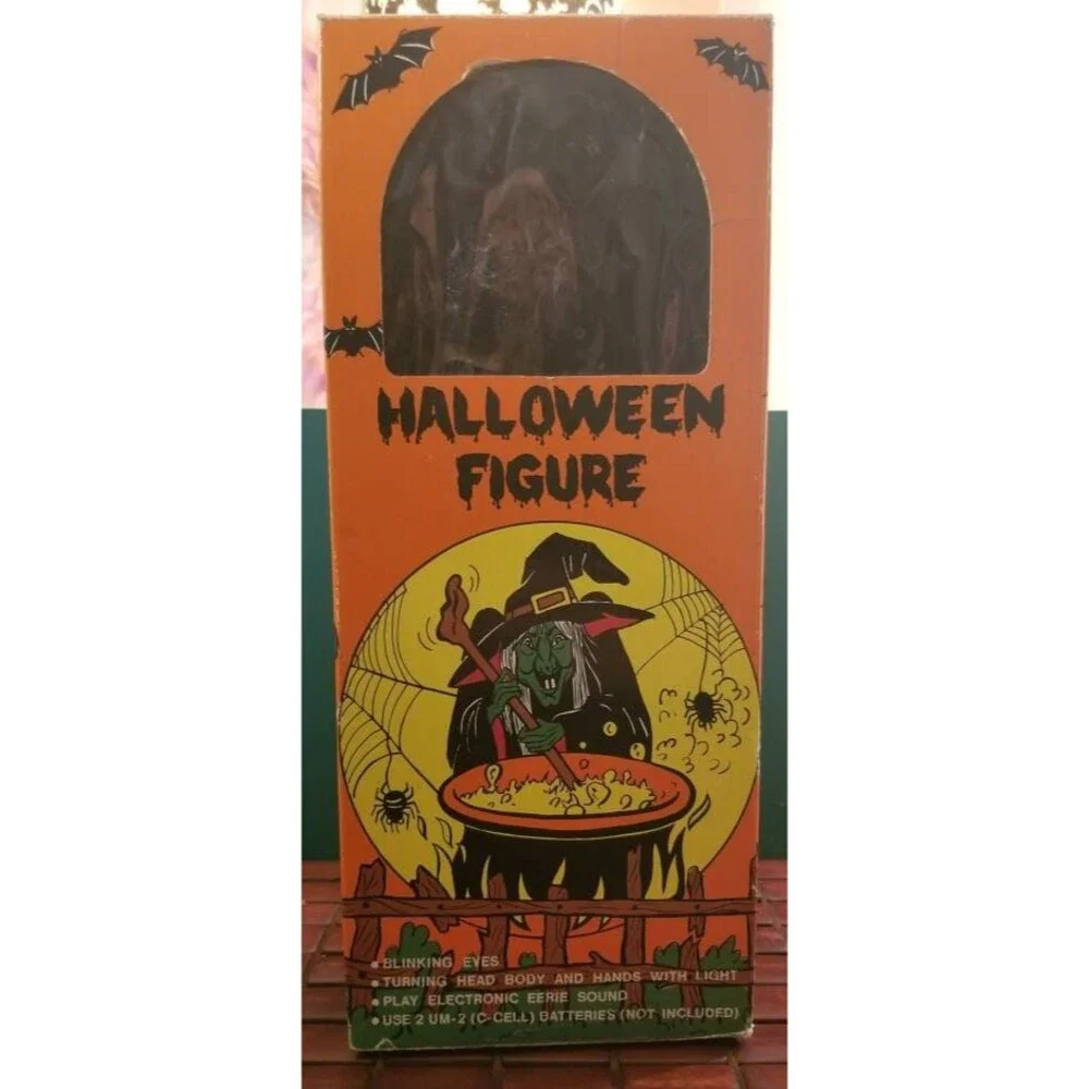 Vintage 1989 Sancho Witch Figure, Animatronic Halloween Decor (Original Box)